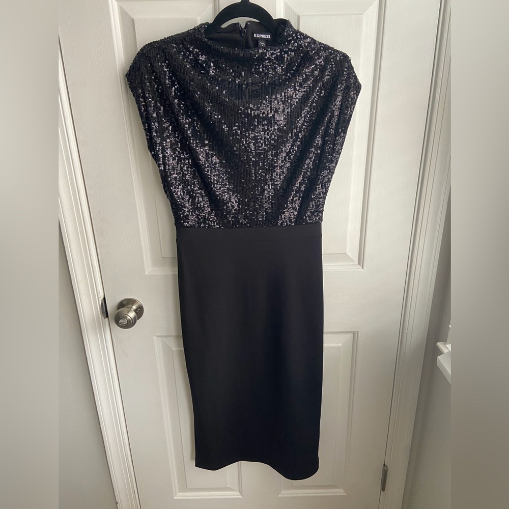 Express Black Sequin Dress
